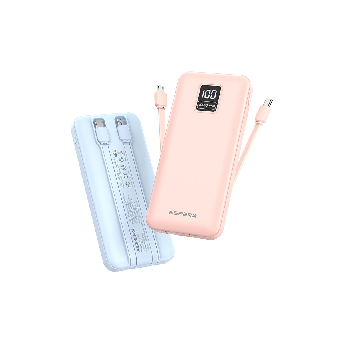 ASPERX 2-Pack Power Bank Portable Charger Fast Charging 10000mAh