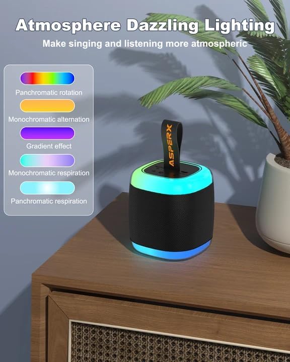 Mini Karaoke Speaker with 2 Wireless Microphones,Voice Effects,Led Lights, Portable Singing Machine for Ages 3,4,5,6,7,8,9,10,11,12+ Years Old Girl Birthday Gift, Kids Karaoke Machine (Black)