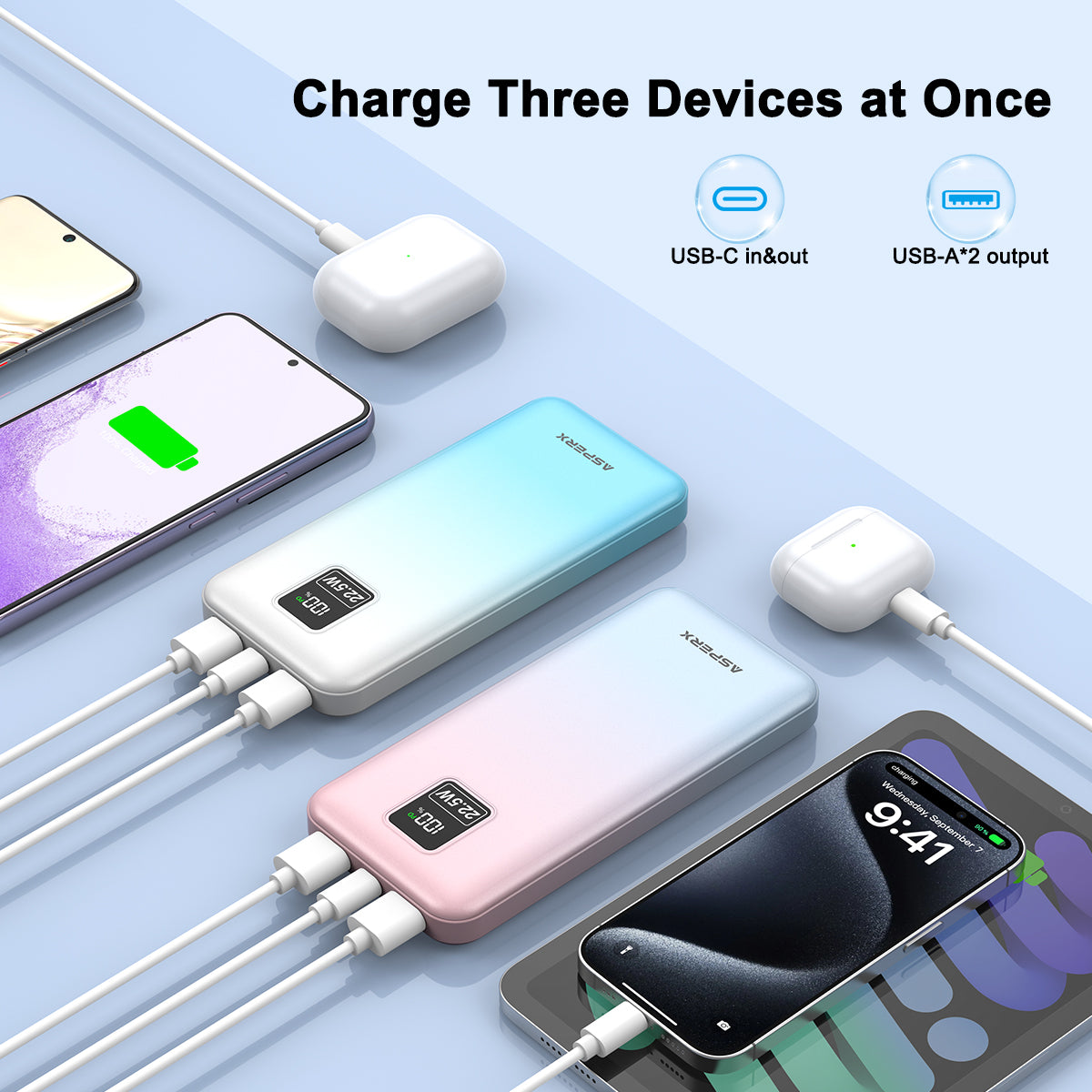 AX 10.000 mAh Powerbank -22,5 W, LED-Anzeige