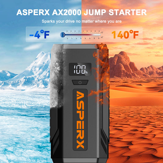 ASPERX Jump Starter,2000A Peak Portable Jump Box for Car up to 8.0L Gas or 6.5L Diesel Engine