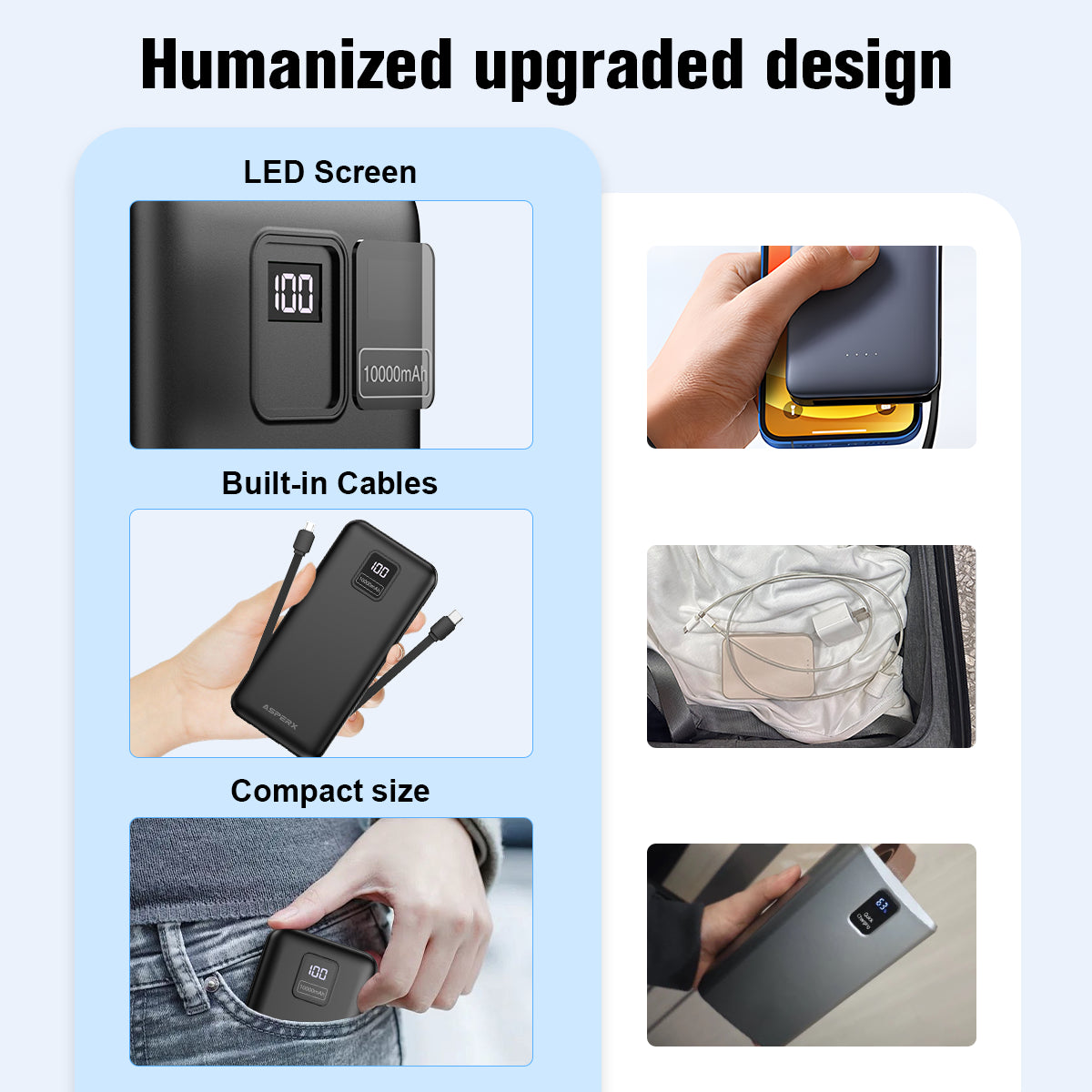 ASPERX 2-Pack Power Bank Portable Charger Fast Charging 10000mAh