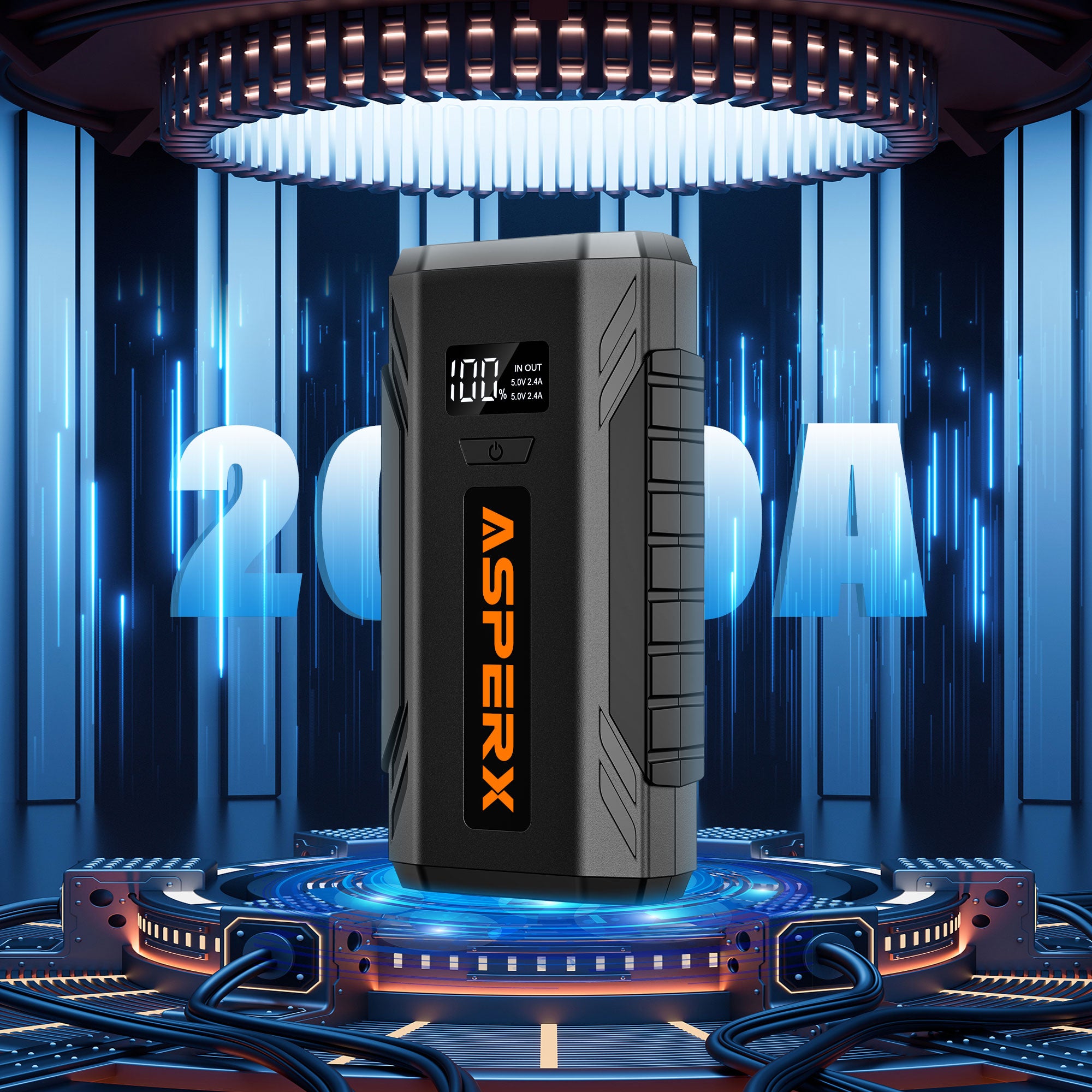 ASPERX Jump Starter,2000A Peak Portable Jump Box for Car up to 8.0L Gas or 6.5L Diesel Engine