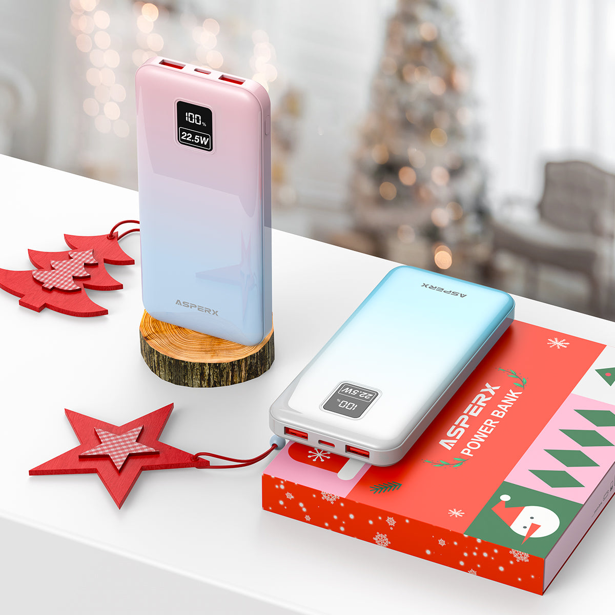 AsperX 22.5W Fast Charging Power Bank, 2 pack 10000mAh Portable Charger with Digital Display, Battery Pack for Smartphone, Tablet, Perfect Gifts