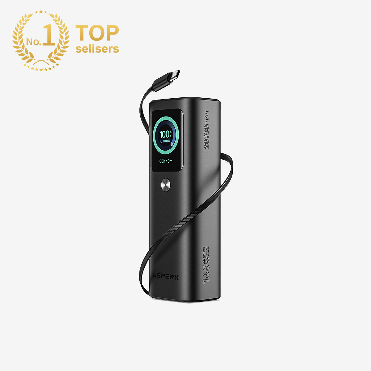 AsperX 20000mAh Laptop Power Bank 165W – Retractable USB-C, TFT Display –  ASPERX