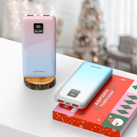 AsperX 22.5W Fast Charging Power Bank, 2 pack 10000mAh Portable Charger with Digital Display, Battery Pack for Smartphone, Tablet, Perfect Gifts