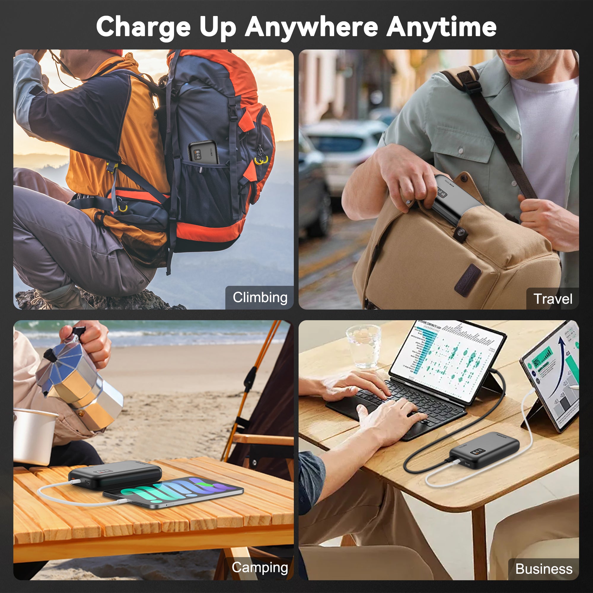 AX 20.000 mAh Laptop-Powerbank – 65 W USB-C PD, Digitalanzeige