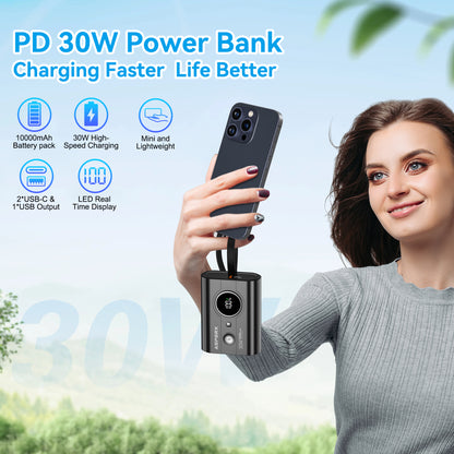 AX 10.000 mAh Powerbank -30 W PD, LED-Anzeige, 3-Port