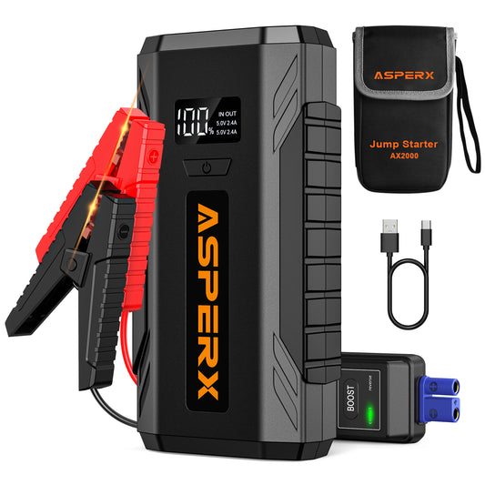 ASPERX Jump Starter,2000A Peak Portable Jump Box for Car up to 8.0L Gas or 6.5L Diesel Engine