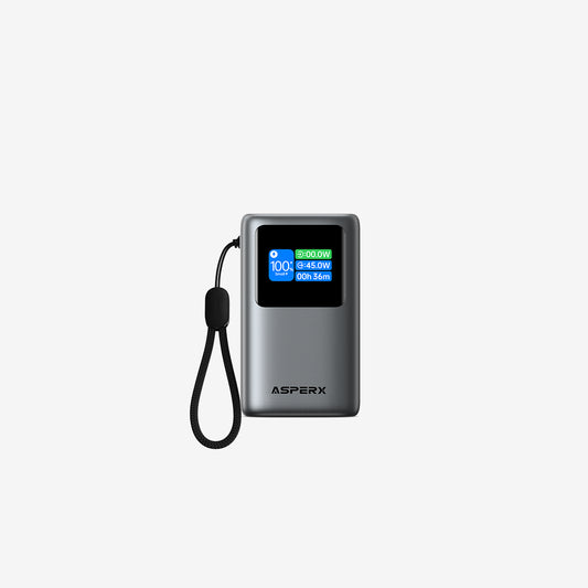45W Portable Charger 10000mAh with Built-in Retractable USB-C Cable & TFT Display
