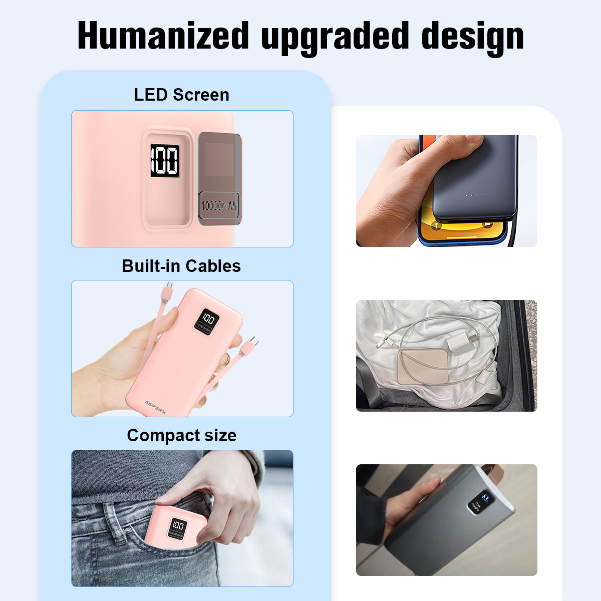 ASPERX 2-Pack Power Bank Portable Charger Fast Charging 10000mAh