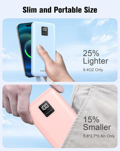 ASPERX 2-Pack Power Bank Portable Charger Fast Charging 10000mAh