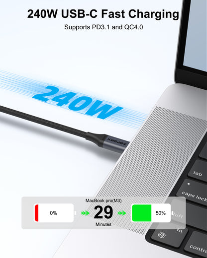 ASPERX USB 4 for Thunderbolt 4 Cable 4Ft, PD3.1 240W, 40Gbps Data Sync