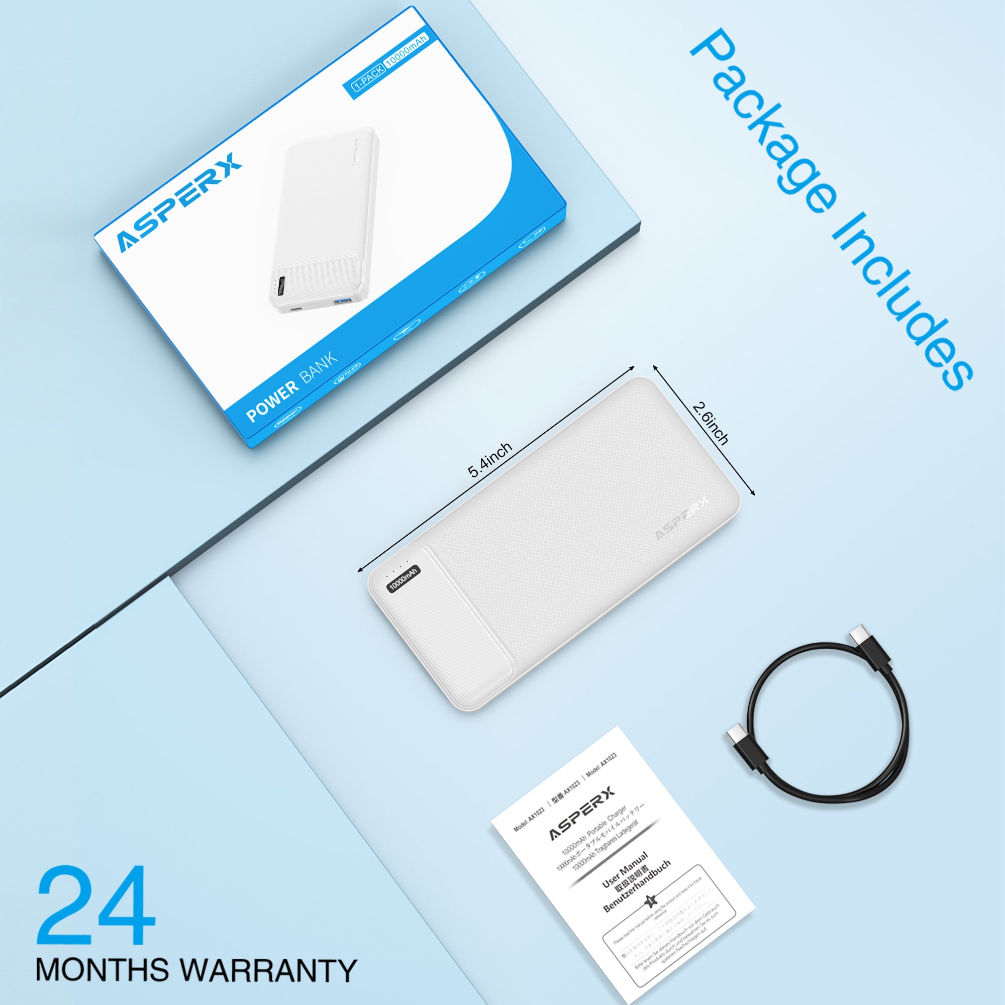 AX 10.000 mAh Powerbank – 22,5 W Schnellladung, reisebereit