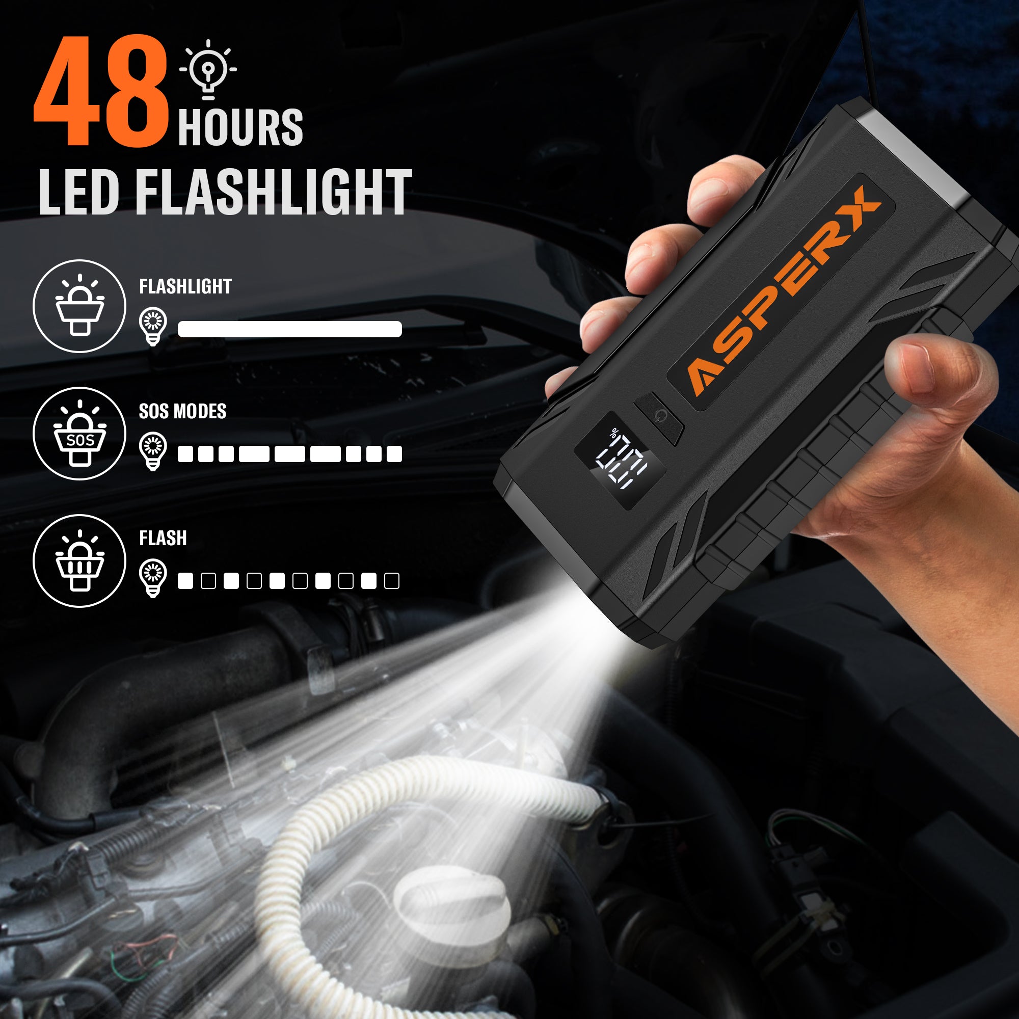 AX1500A Starthilfegerät - 7,0 l Benzin / 5,5 l Diesel, LCD, Powerbank