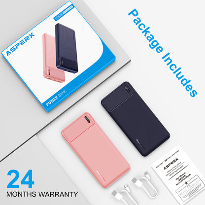 AsperX 2er-Pack 10000mAh USB-C-Ausgang Tragbares Ladegerät Powerbank