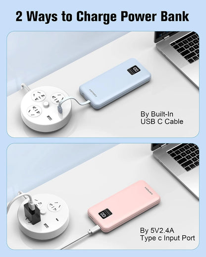 ASPERX 2-Pack Power Bank Portable Charger Fast Charging 10000mAh