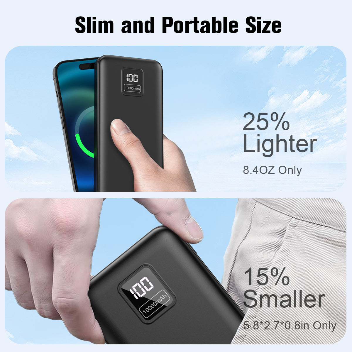 ASPERX 2-Pack Power Bank Portable Charger Fast Charging 10000mAh