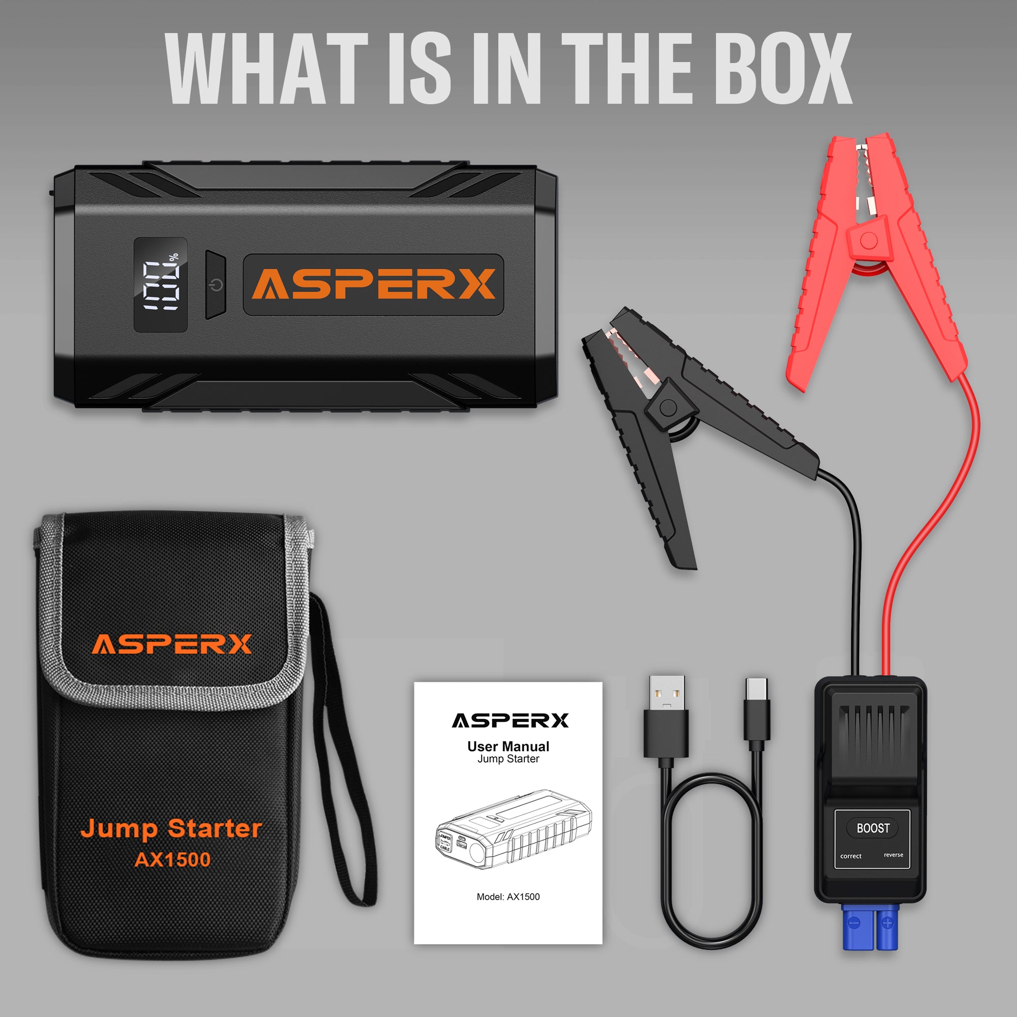AX1500A Starthilfegerät - 7,0 l Benzin / 5,5 l Diesel, LCD, Powerbank
