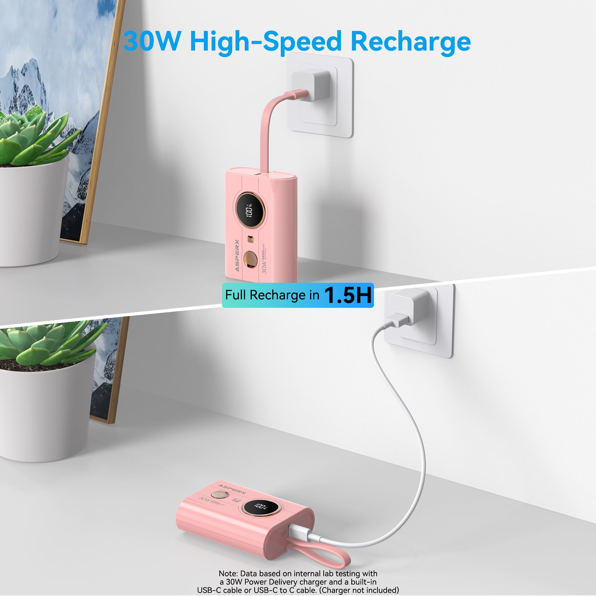 AX 10.000 mAh Powerbank -30 W PD, LED-Anzeige, 3-Port