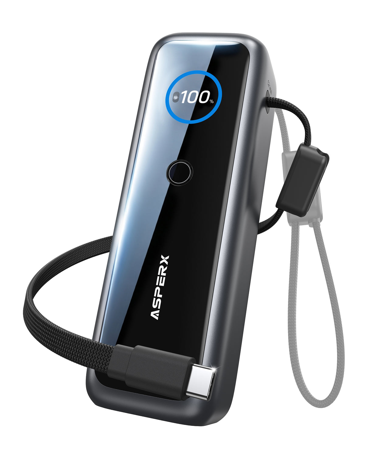 ASPERX 27600mAh 140W USB-C PD3.1 Laptop Power Bank with Built-in USB-C Cable & TFT Display