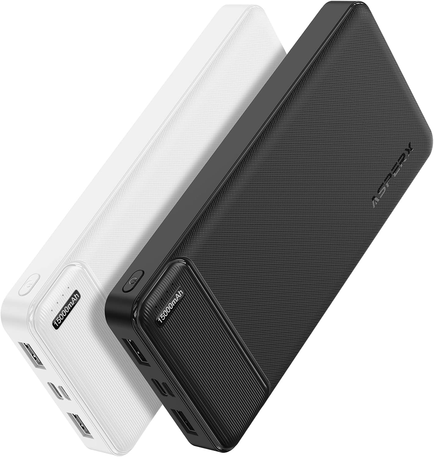 AX 15.000 mAh Powerbank 2er-Pack – 3 A Schnellladung, USB-C und Dual USB-A