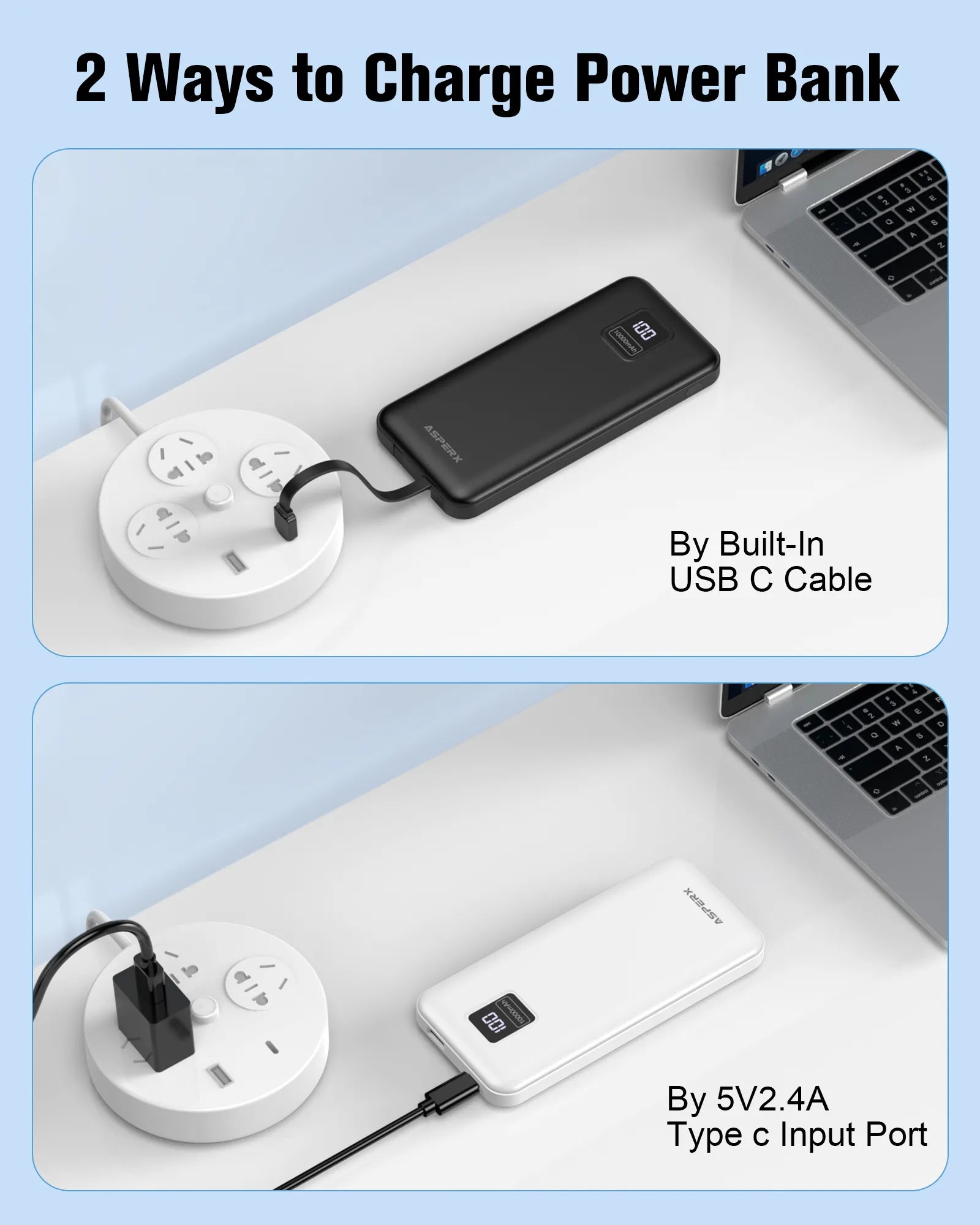 🎁 ASPERX 2-Pack Power Bank Portable Charger Fast Charging 10000mAh (100% off)