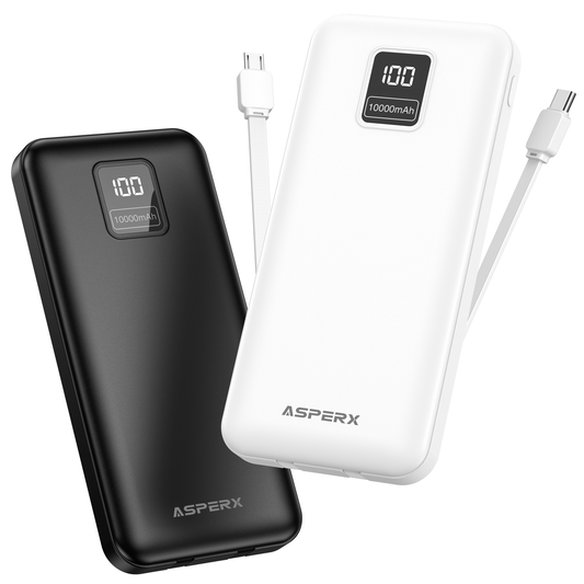 AsperX 2-Pack Power Bank Portable Charger Fast Charging 10000mAh, PowerBank USB C Input and Output, Battery Pack Compatible with iPhone, Samsung, Huawei, iPad, Tablets