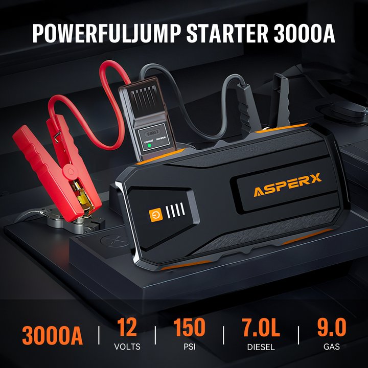 AX 3000A Starthilfe - 10,0 l Benzin / 8,0 l Diesel, LED, BMS