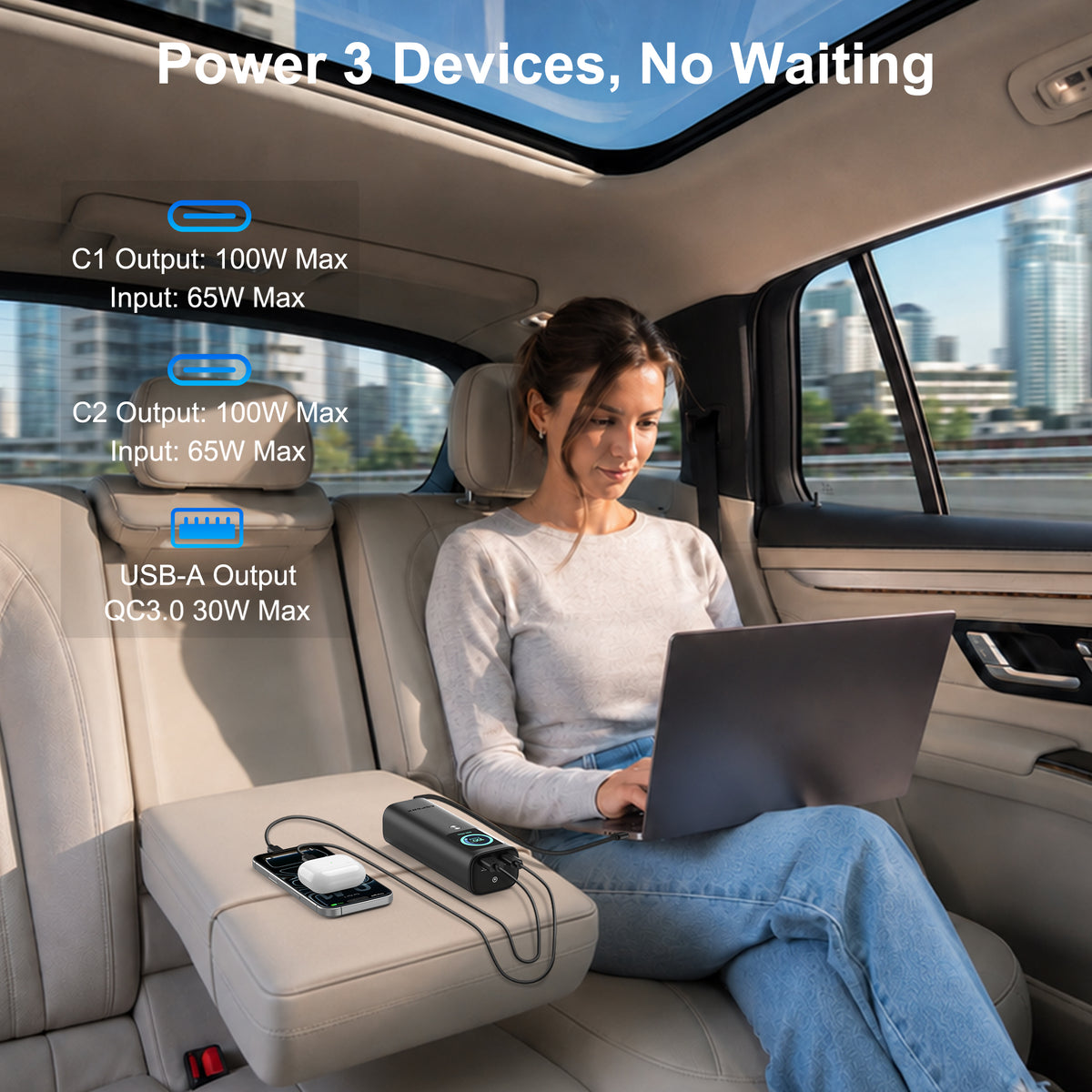 powerbank power 3 devices output 